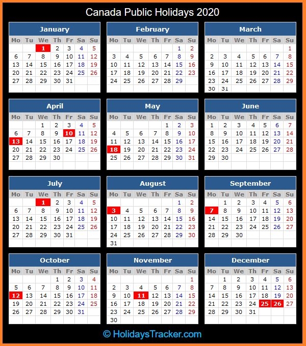 Canada Public Holidays 2020 - Holidays Tracker