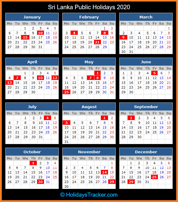 Sri Lanka Calendar 2025 With Holidays Pdf 