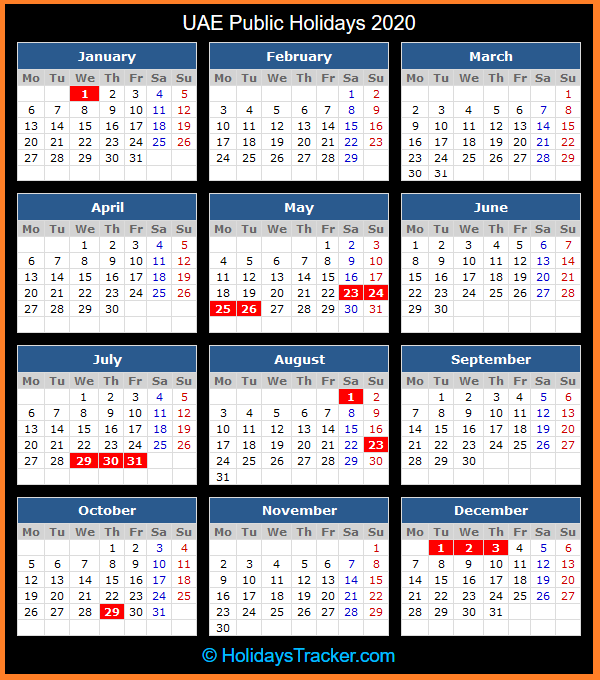 UAE Public Holidays 2020 Holidays Tracker