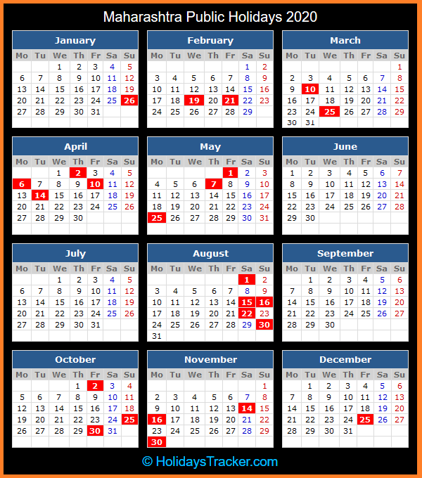 Maharashtra (India) Public Holidays 2020 Holidays Tracker