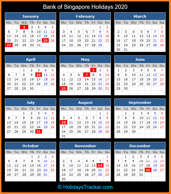 Bank of Singapore Holidays 2020 – Holidays Tracker