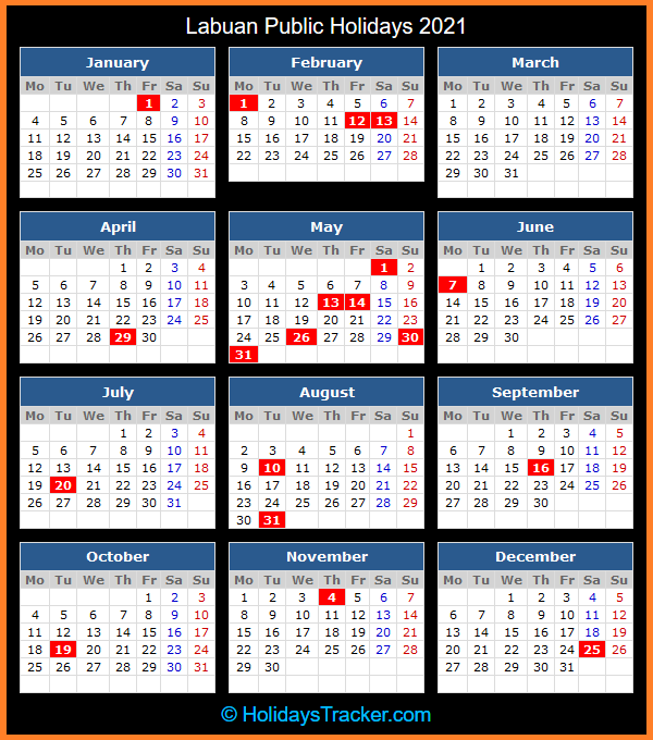 Labuan (Malaysia) Public Holidays 2021 - Holidays Tracker