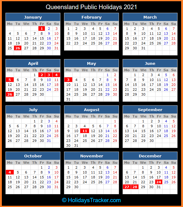 Queensland (Australia) Public Holidays 2021 - Holidays Tracker