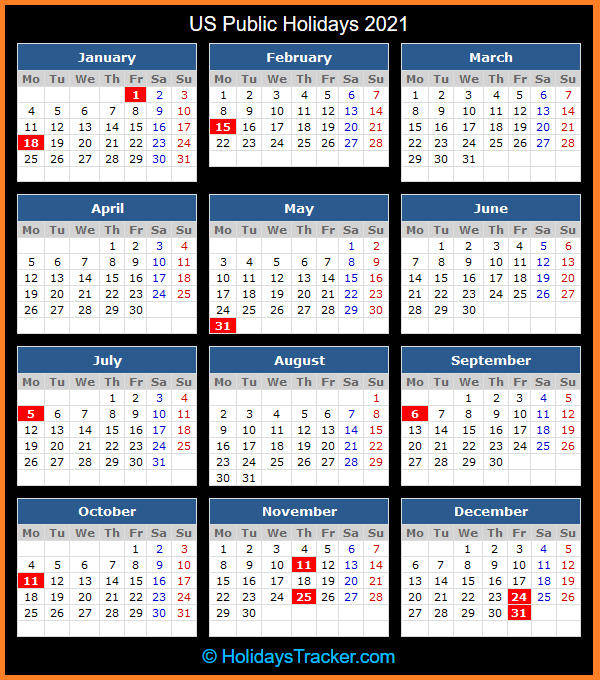 US Public Holidays 2021 – Holidays Tracker