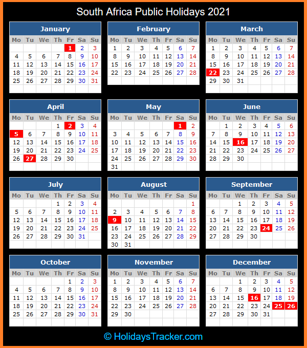 South Africa Public Holidays 2021 – Holidays Tracker