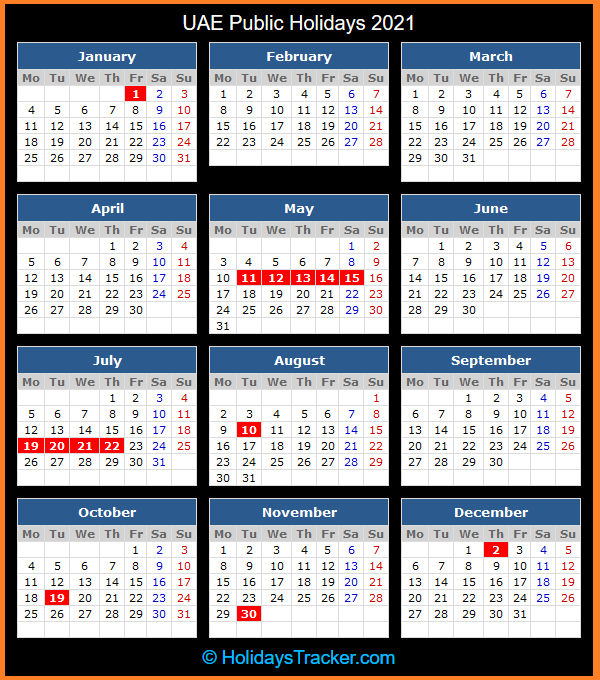 UAE Public Holidays 2021 - Holidays Tracker